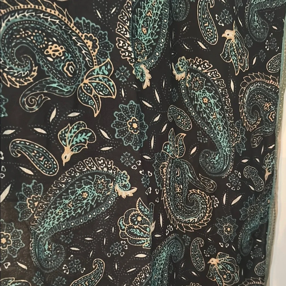 Paisley Print Square Scarf with 4 Tassels~ 39” Lightweight Dark Romantic Fairy